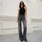 High Rise Leopard Print Wide Leg Pants