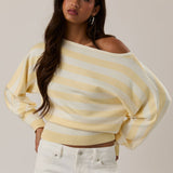 BOAT NECK DOLMAN SLEEVE SWEATER TOP