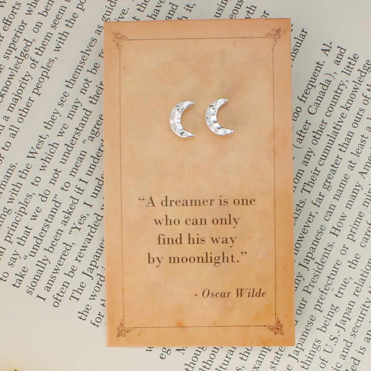 Dreamer Quote Moon Post Earrings