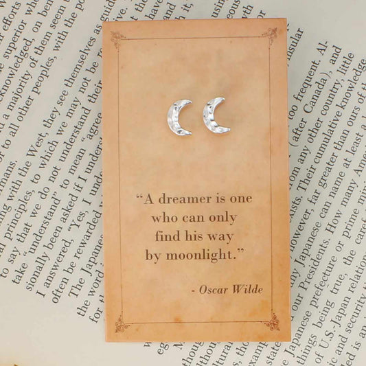 Dreamer Quote Moon Post Earrings