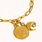 Lark 18K Gold Non-Tarnish Coin Moon Chain Bracelet
