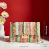 Women's straw crossbody bag small square bag