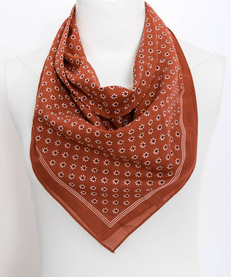 Cotton Daisy Bandana in Black, Rose, Yellow and Rust 🌼