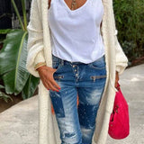 "Love & Peace" Exposed Seam Knit Cardigan