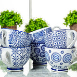 Blu/Wht Handled Cup-6 Asst-4.5"D-1483