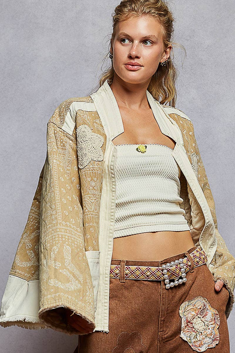 Paisley Pattern Patch Detail Jacket