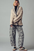 Chunky Knit Oversized Contrast Cardigan