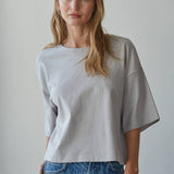 L8688 | Knit Cotton Crew Neck Drop Shoulder Short Sleeve Top