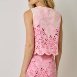 71098 Embroidered Eyelet Washed Vest