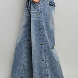 Low Rise Eyelet Studded Wide Leg Street Pants