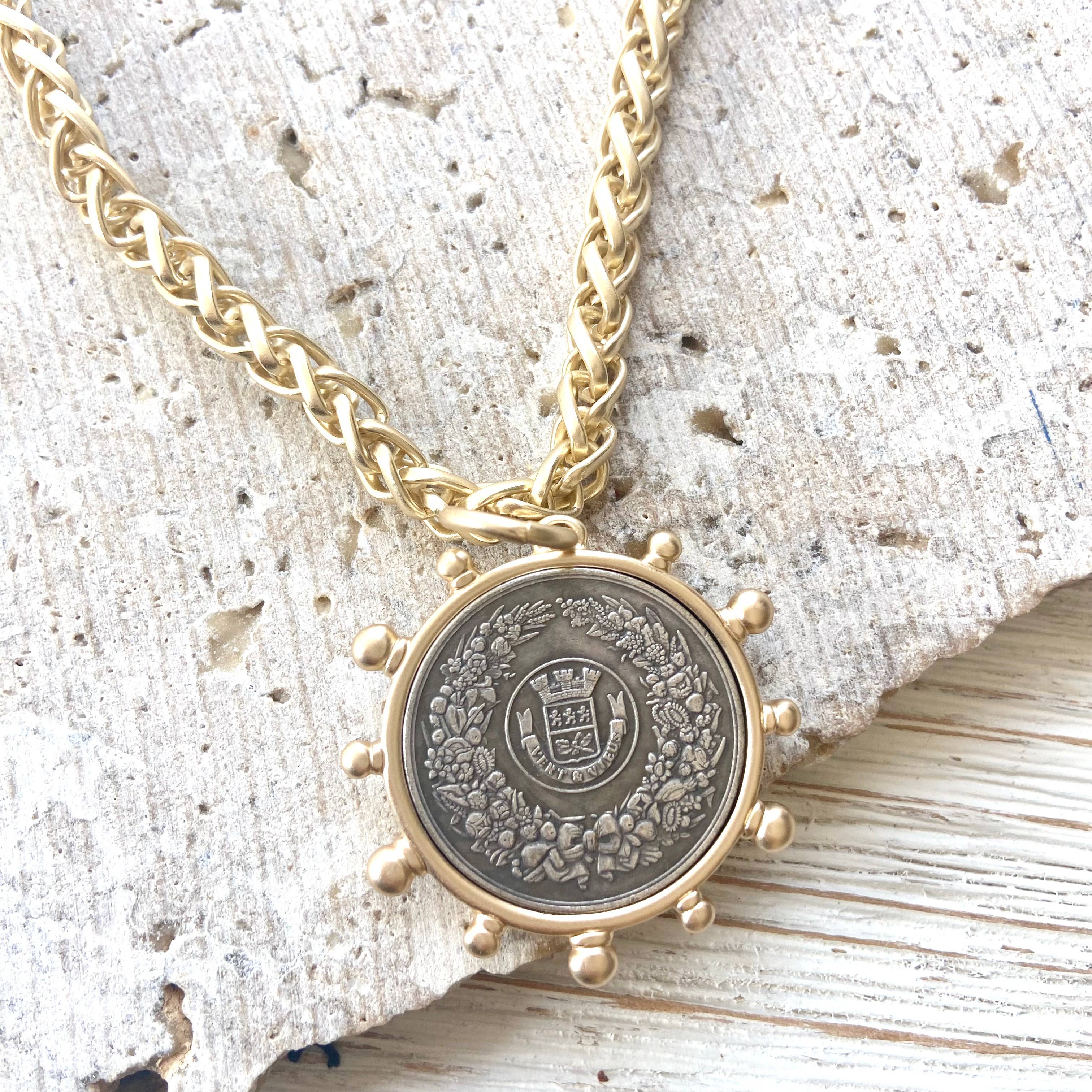 Matte Gold Coin Necklace