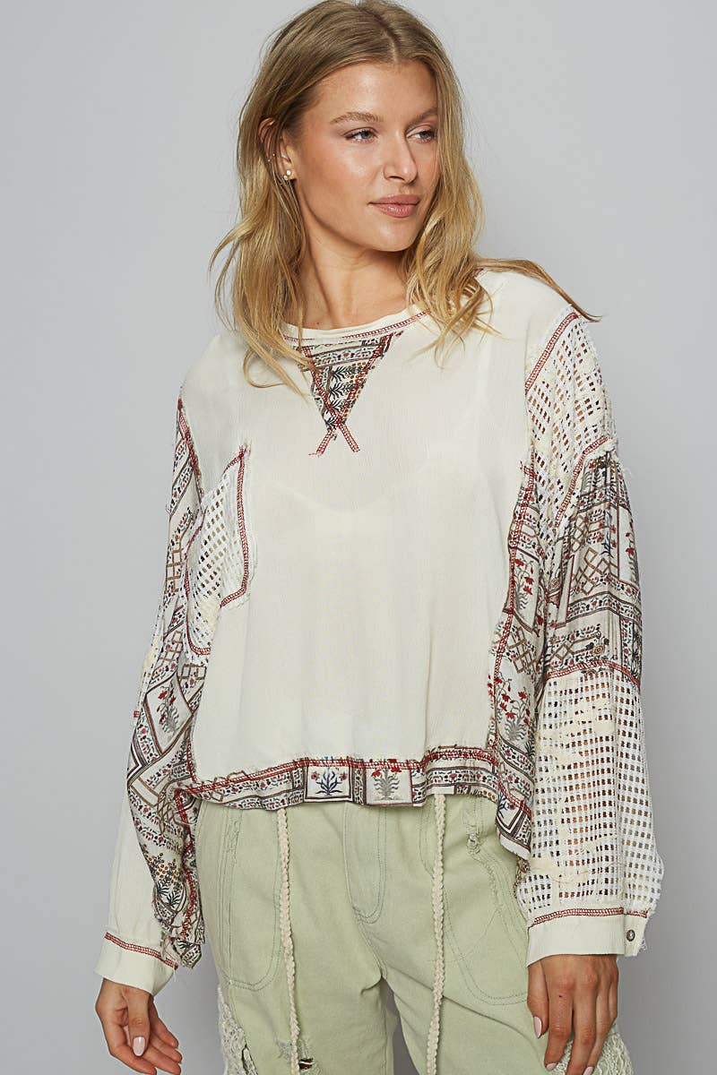Floral Print Contrast Sweater