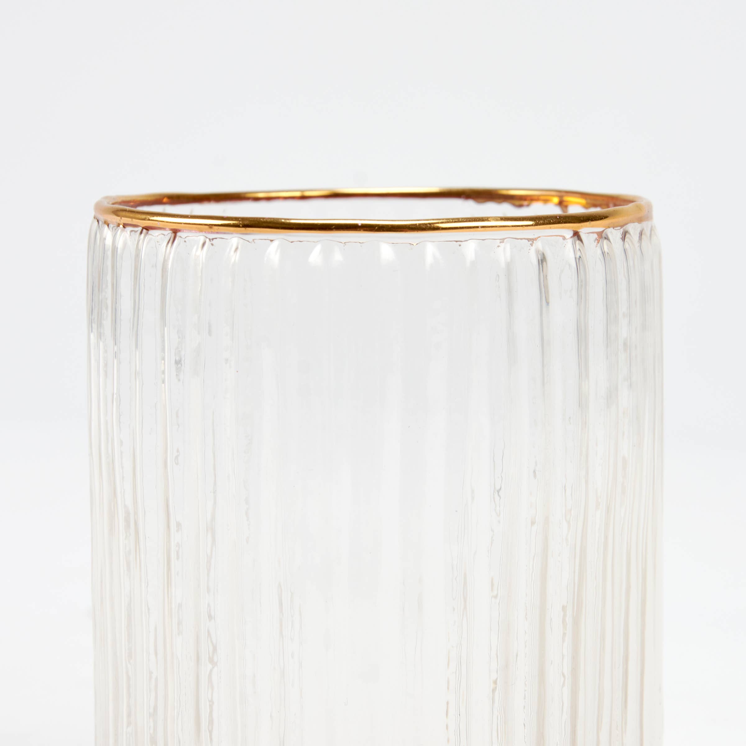 Small Gold Ribbed Drinking Glass