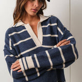Marina Navy Blue V-Neck Pullover