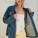 Floral Embroidered Denim Jacket - RJ1130