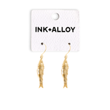 Sally Fish Dimensional Dangle Earrings Brass