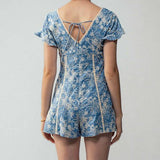 Embroidered Flutter Sleeve Romper
