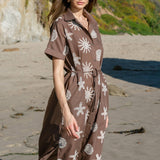 Embroidered Button Down Starfish Maxi Dress