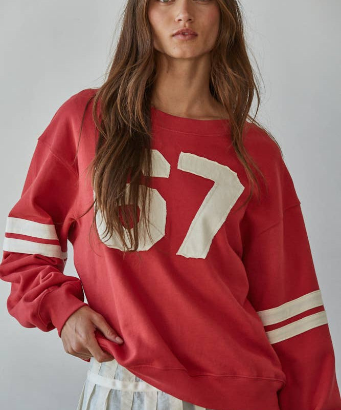 Red '67' Terry Crew Neck