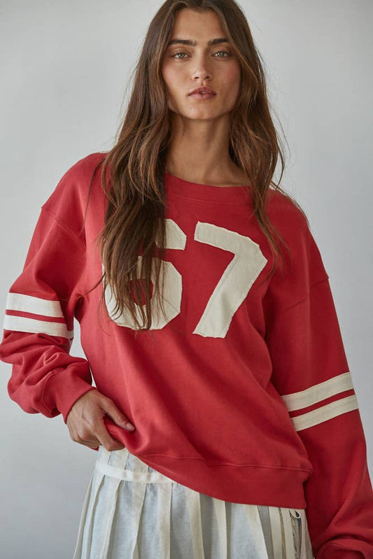 Red '67' Terry Crew Neck