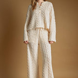 T6979ST   CABLE SWEATER HALF BUTTON UP PULLOVER TOP
