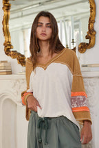Contrast Bell Sleeves Sweater