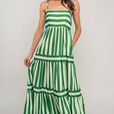 Striped Tiered Maxi Dress