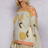 Orange Print Sweater