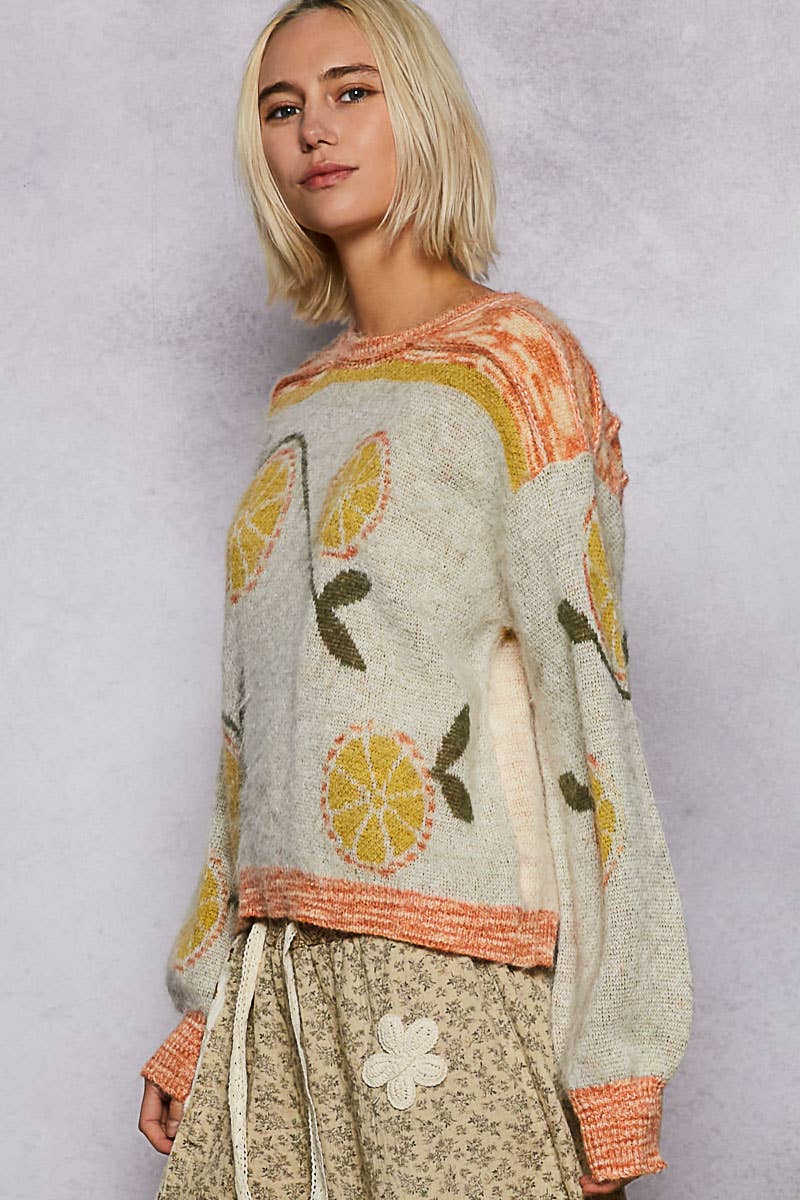 Orange Print Sweater