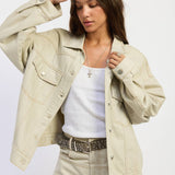 OVERSIZED TWILL BUTTON UP JACKET