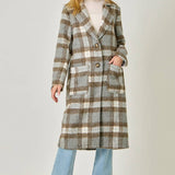 61234 Plaid Long Coat