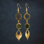 Hammered Gilded Green Earrings