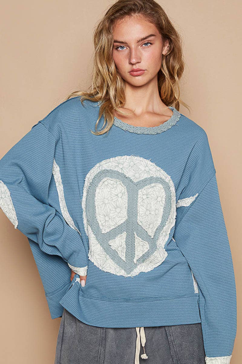 Heart Peace Patch Sweater