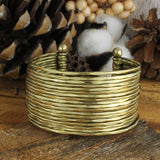 Gold Metal Thin Hammered Bunch Cuff Bracelet