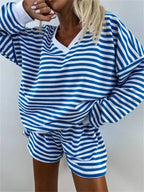 Striped Oversized Sweatshirt & Shorts Set
