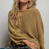 Solid Color Oversized Chunky Knit Pullover Soft Sweater Top