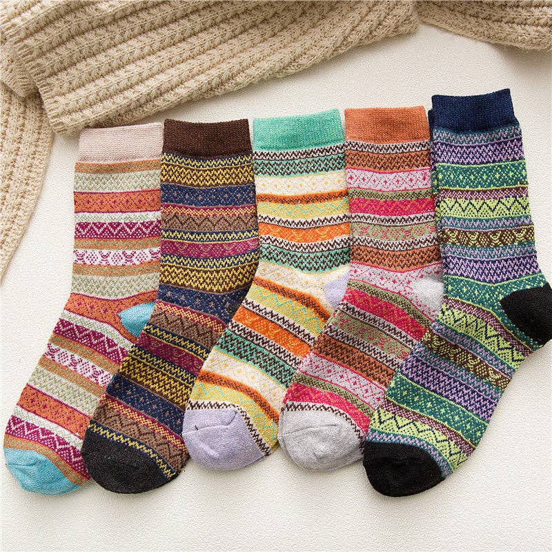 5 Pairs Bohemian Style Wool-Blend Socks