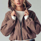 Matte Drawstring Hooded Everyday Jacket