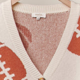 Football  Button V Neck Knit Cardigans