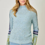 61313 Mock Neck Fair Isle Cuff Sweater