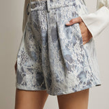 Lace Overlay Denim Shorts FP0009