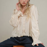 Embroidered Eyelet Collar Blouse - RT1180