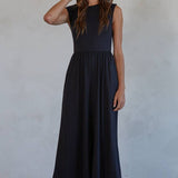 High Neck Open Back Maxi Dress