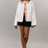JACKET WITH GINGHAM CONTRAST