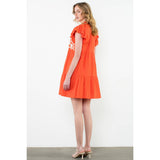 Embroidered Flutter Sleeve Mini Dress