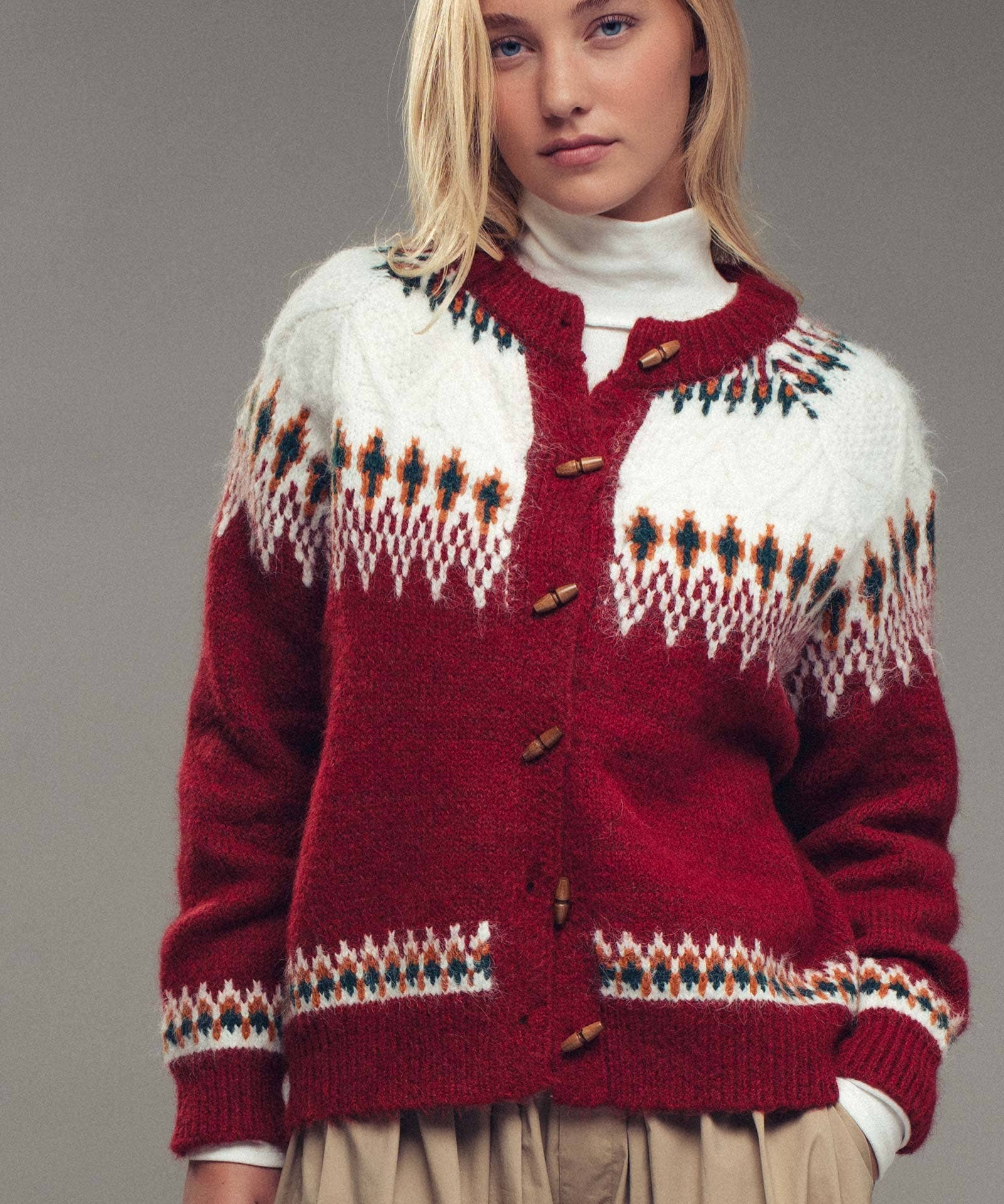 Nordic Wool Blend Toggle Buttons Cardigan