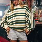 IT2765 Striped Oversized Crewneck Top