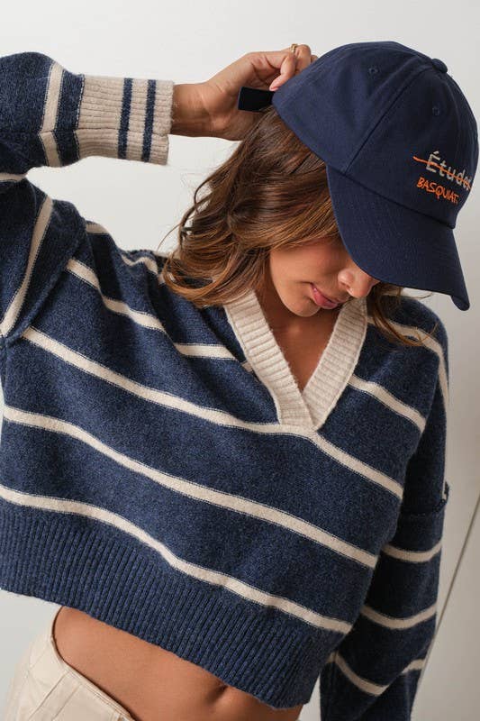 Marina Navy Blue V-Neck Pullover