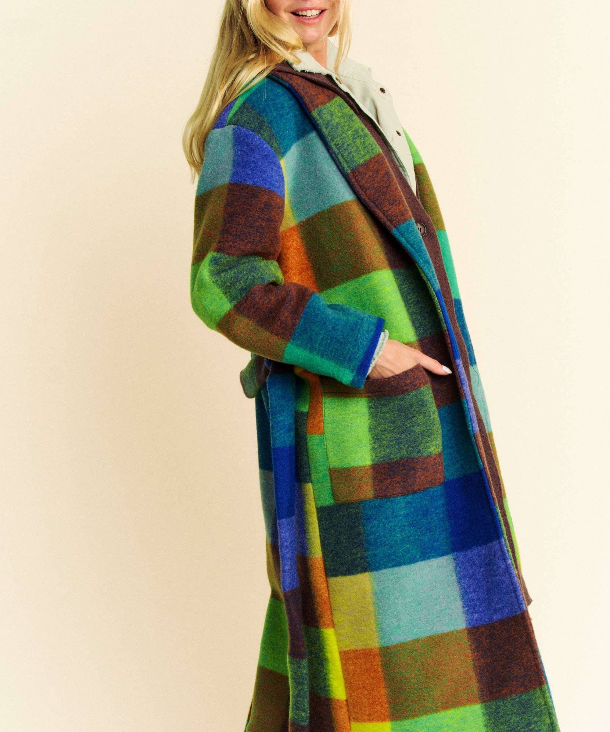Multi Color Checker Coat