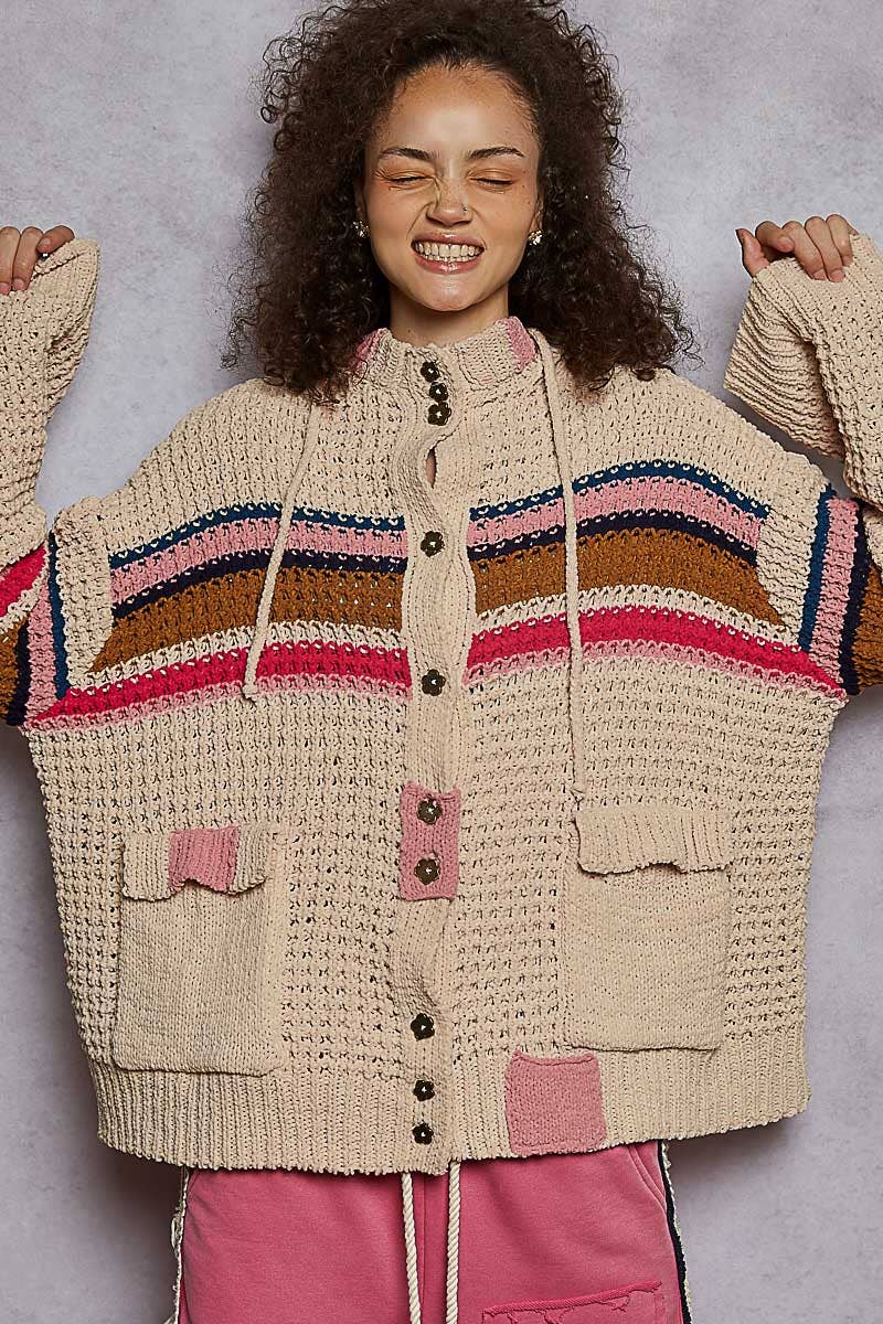 Striped Hoodie Cardigan